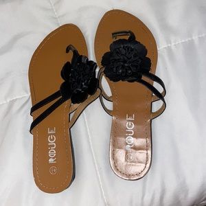 Black slip on sandals